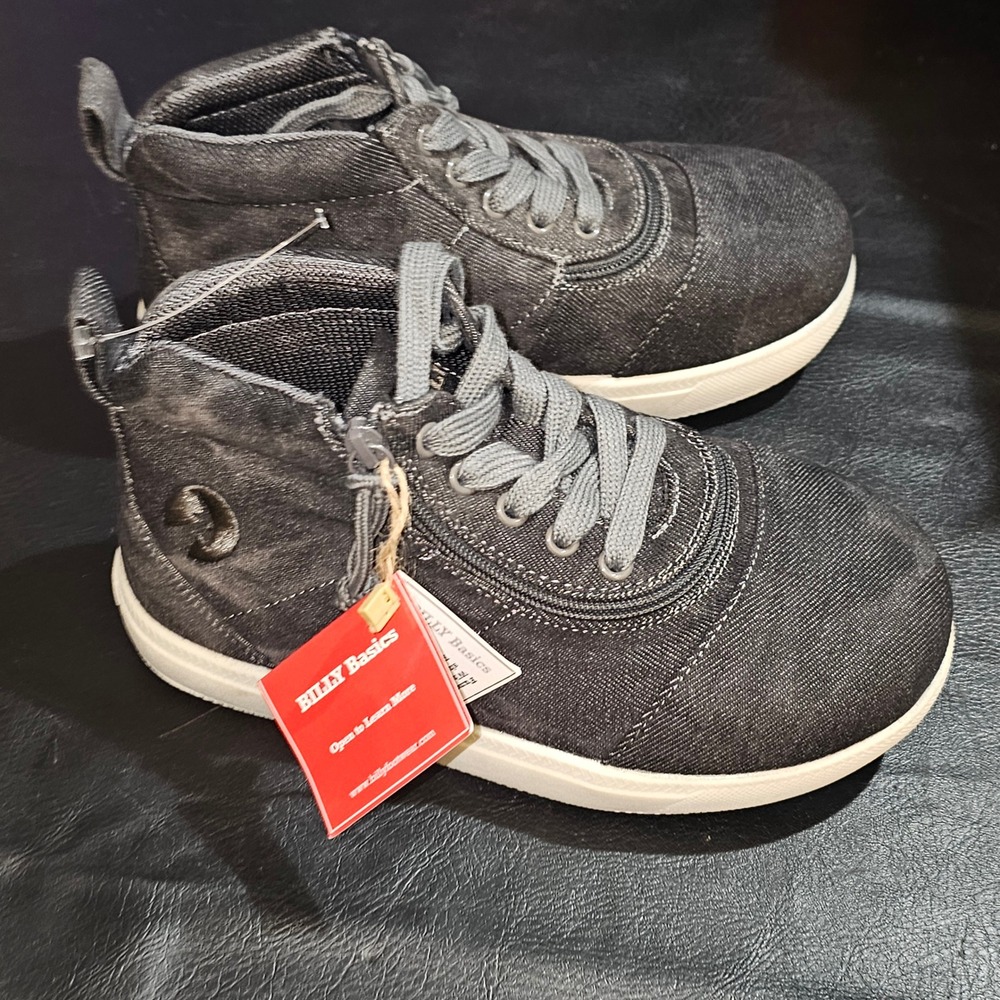 NWT Billy Kids Black Canvas DR Short Wrap‎ High II Sneakers 1XW 1 XW